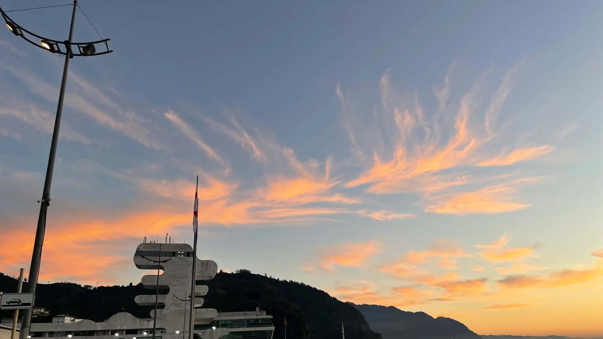 Sunset over the sea at the Sarpi border crossing
